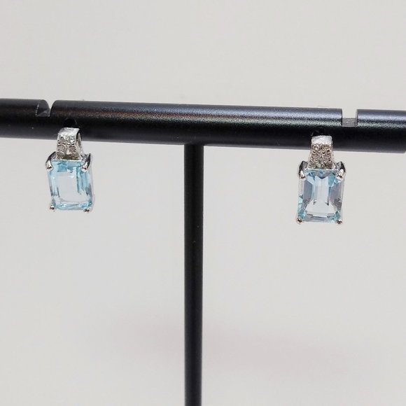 Blue Topaz Octagon Earrings 4 Carats tw - Picture 3 of 7